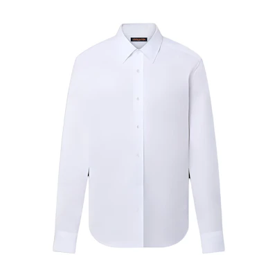 LOUIS VUITTON Blason Printed White Long-Sleeve Button-Up Shirt for Men. 1AFREY