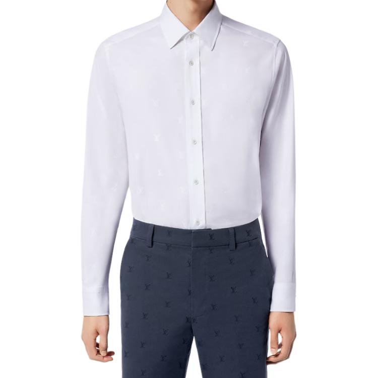 LOUIS VUITTON Blason Printed White Long-Sleeve Button-Up Shirt for Men. 1AFREY 圖 3