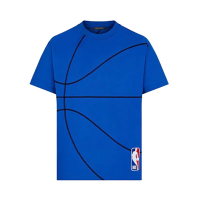 LOUIS VUITTON Blue Basketball Textured Crew Neck T-Shirt Mens 1A8H70