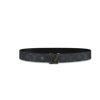 LOUIS VUITTON Blue/Black Monogram Buckle Leather Belt 4cm Wide m0341u