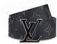 Shop 路易威登 藍/黑色經典花紋 4cm寬皮帶 帶扣設計 m0341u