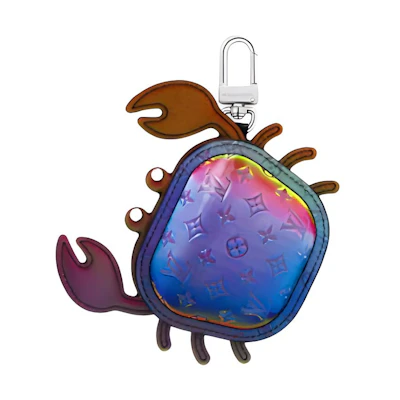 Louis Vuitton Blue Crab Canvas Leather Metal Keychain Accessory for Men M02532