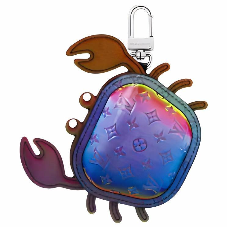 Order Louis Vuitton Blue Crab Canvas Leather Metal Keychain Accessory for Men M02532