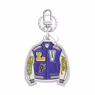 LOUIS VUITTON Blue Leather Metal Keychain Unisex Street Style Accessory MP3385