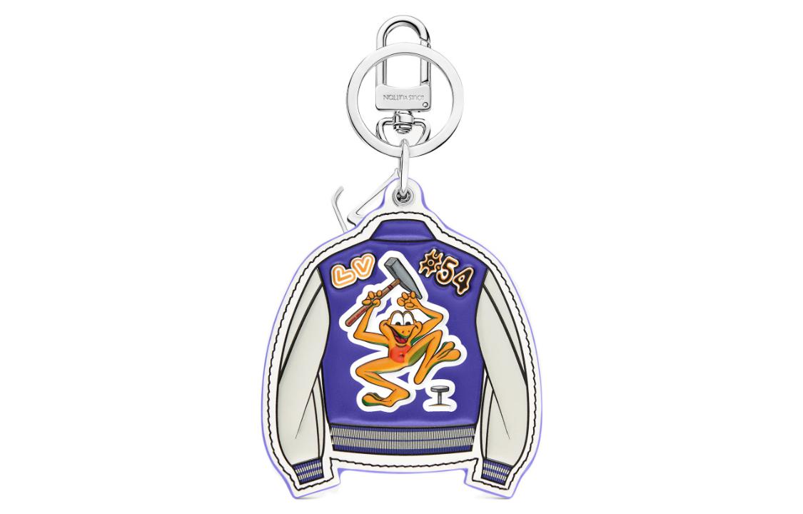 Lookbook LOUIS VUITTON Blue Leather Metal Keychain Unisex Street Style Accessory MP3385