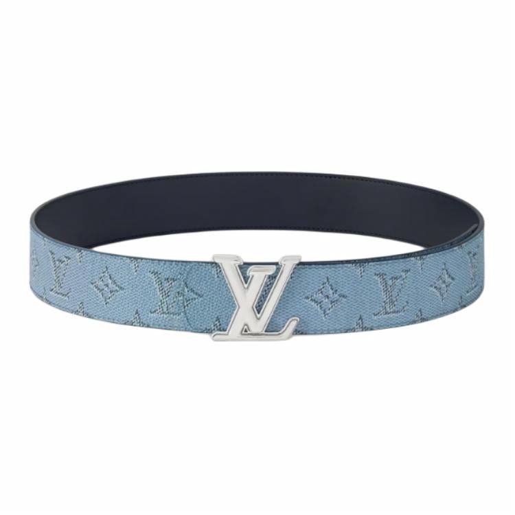 Louis Vuitton Blue Logo Design Aged Buckle Coated Canvas Leather Belt 4CM M4134S 圖 2