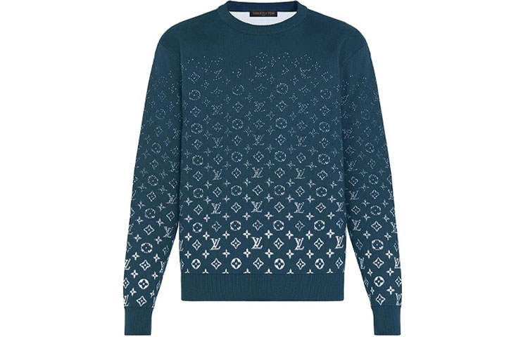 Order Suéter Crewneck Degradado Azul con Logo Jacquard de Louis Vuitton. 1A9GIM