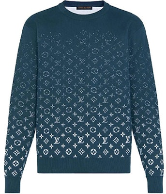 Suéter Crewneck Degradado Azul con Logo Jacquard de Louis Vuitton. 1A9GIM Order Suéter Crewneck Degradado Azul con Logo Jacquard de Louis Vuitton. 1A9GIM