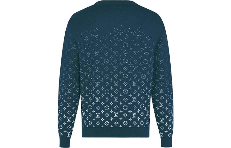 Lookbook Suéter Crewneck Degradado Azul con Logo Jacquard de Louis Vuitton. 1A9GIM