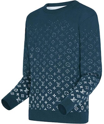 Suéter Crewneck Degradado Azul con Logo Jacquard de Louis Vuitton. 1A9GIM Shop Suéter Crewneck Degradado Azul con Logo Jacquard de Louis Vuitton. 1A9GIM