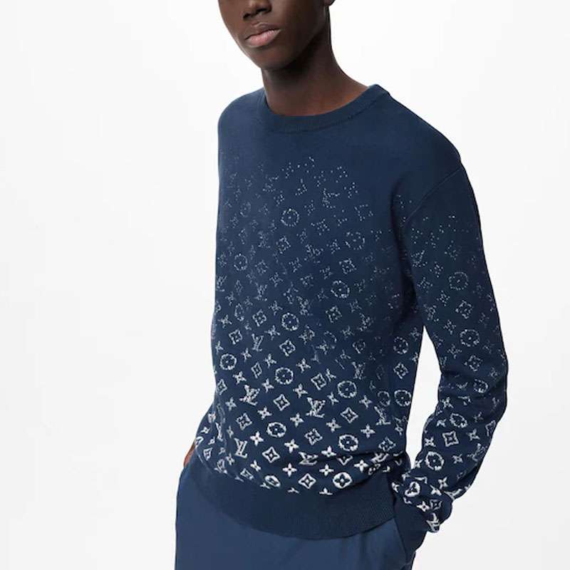 Purchase Suéter Crewneck Degradado Azul con Logo Jacquard de Louis Vuitton. 1A9GIM