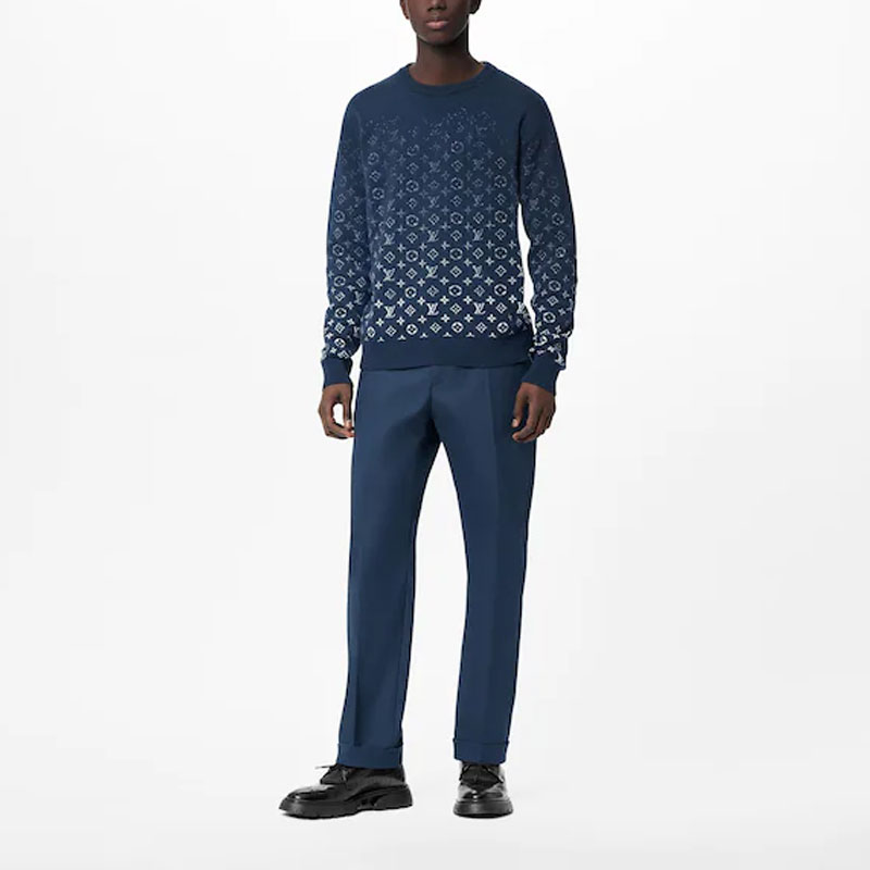 Details for Suéter Crewneck Degradado Azul con Logo Jacquard de Louis Vuitton. 1A9GIM