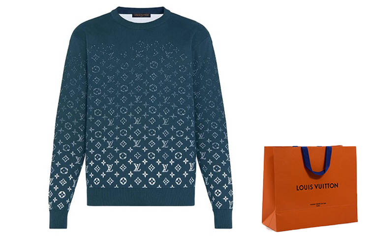 Cheap Suéter Crewneck Degradado Azul con Logo Jacquard de Louis Vuitton. 1A9GIM