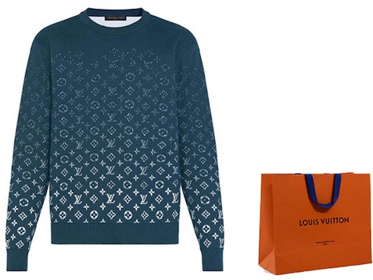 Suéter Crewneck Degradado Azul con Logo Jacquard de Louis Vuitton. 1A9GIM Cheap Suéter Crewneck Degradado Azul con Logo Jacquard de Louis Vuitton. 1A9GIM