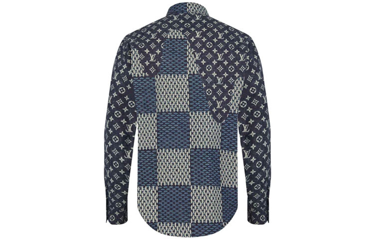 Lookbook Camisa de Manga Larga con Botones y Parche Logo Azul LOUIS VUITTON 1A7X96