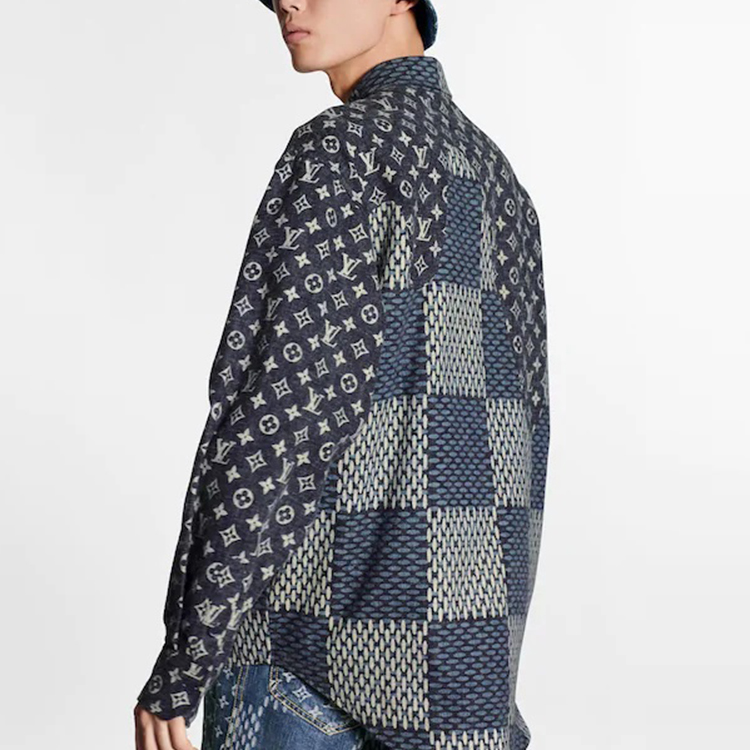 Purchase Camisa de Manga Larga con Botones y Parche Logo Azul LOUIS VUITTON 1A7X96