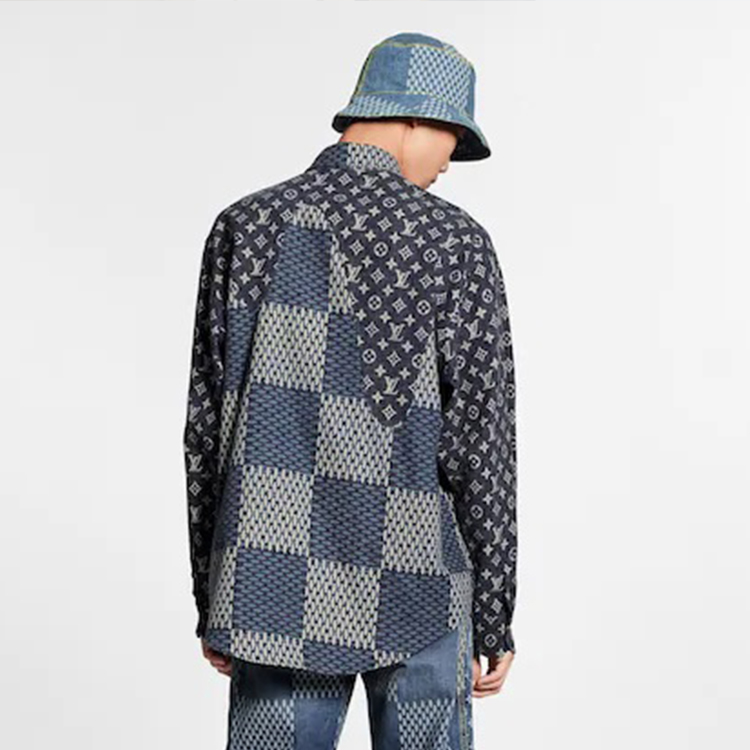 Details for Camisa de Manga Larga con Botones y Parche Logo Azul LOUIS VUITTON 1A7X96