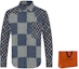 Cheap Camisa de Manga Larga con Botones y Parche Logo Azul LOUIS VUITTON 1A7X96