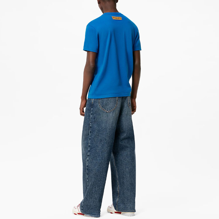 Purchase Camiseta Louis Vuitton Azul con Estampado de Logo y Cuello Redondo. 1A971C