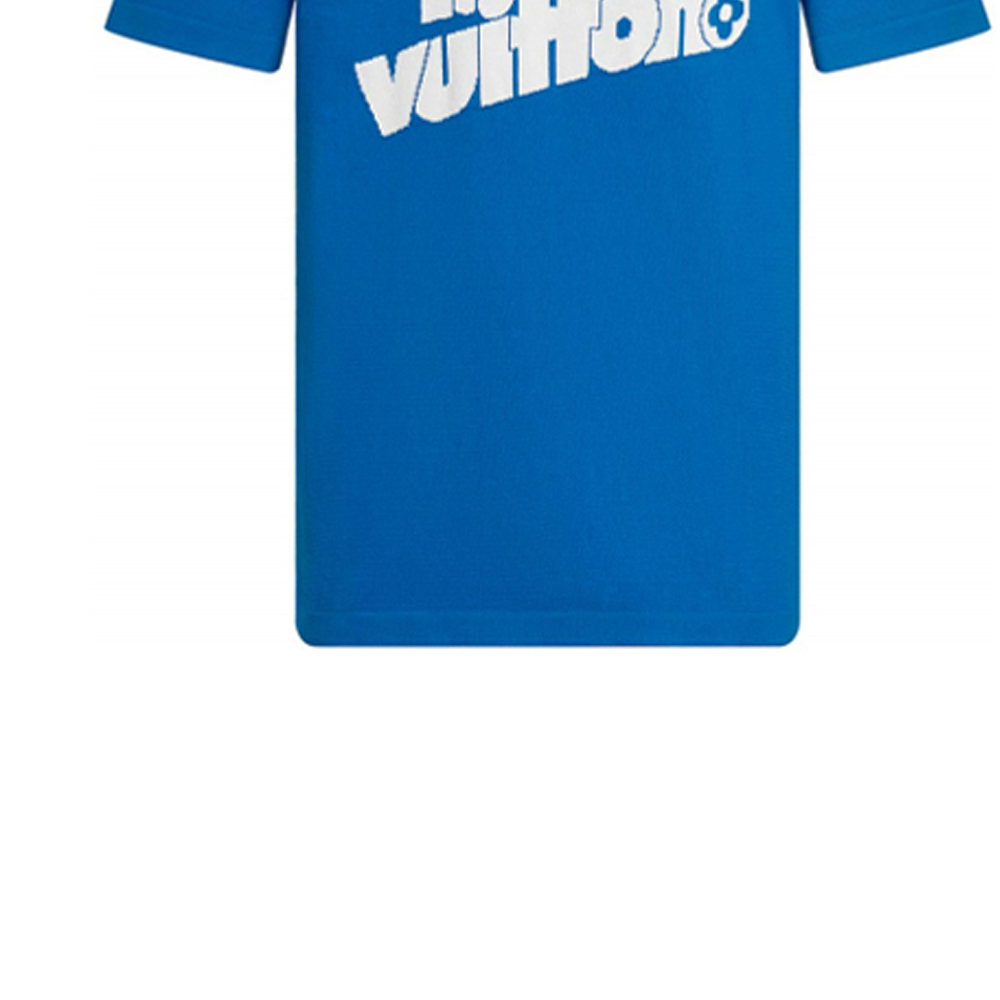 Details for Camiseta Louis Vuitton Azul con Estampado de Logo y Cuello Redondo. 1A971C