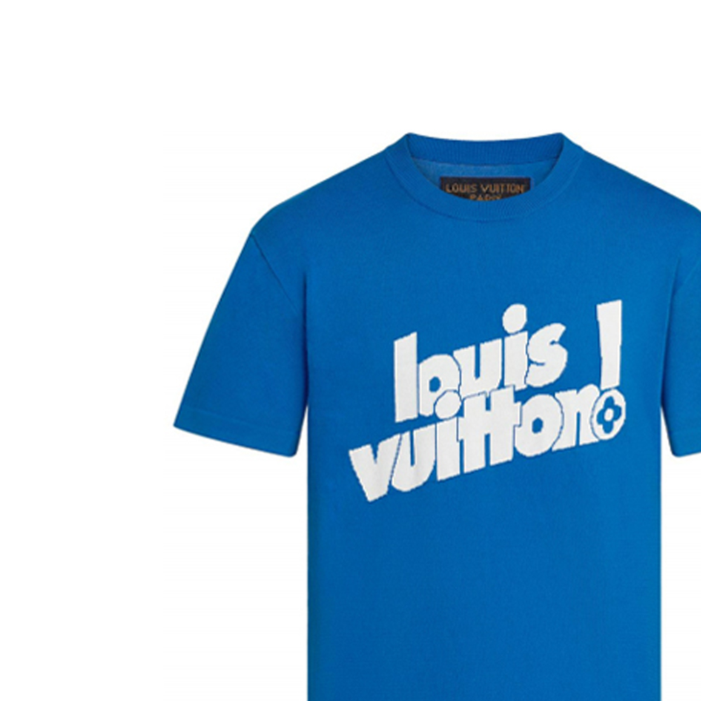 Sizing Camiseta Louis Vuitton Azul con Estampado de Logo y Cuello Redondo. 1A971C