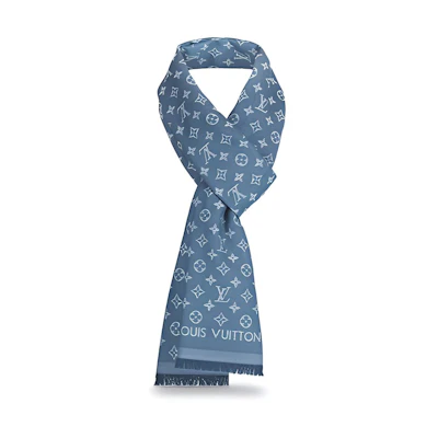 LOUIS VUITTON Blue Monogram Jacquard Scarf M71618