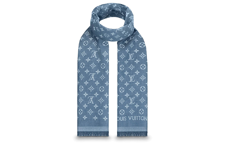 LOUIS VUITTON Blue Monogram Jacquard Scarf M71618 圖 3