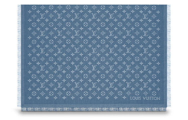 LOUIS VUITTON Blue Monogram Jacquard Scarf M71618 圖 4