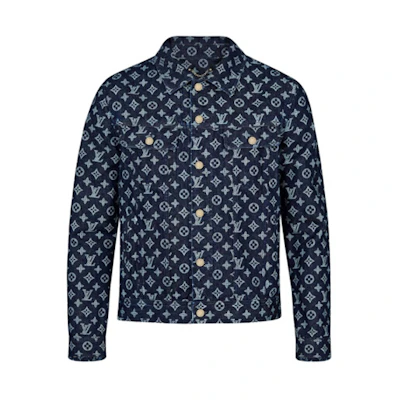 LOUIS VUITTON Blue Monogram Logo Denim Jacket for Men 1A46VA