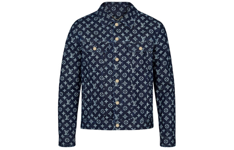 Order Jaket Denim Lelaki LOUIS VUITTON Logo Monogram Biru 1A46VA
