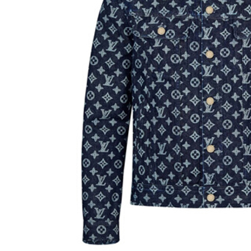 Sizing Jaket Denim Lelaki LOUIS VUITTON Logo Monogram Biru 1A46VA