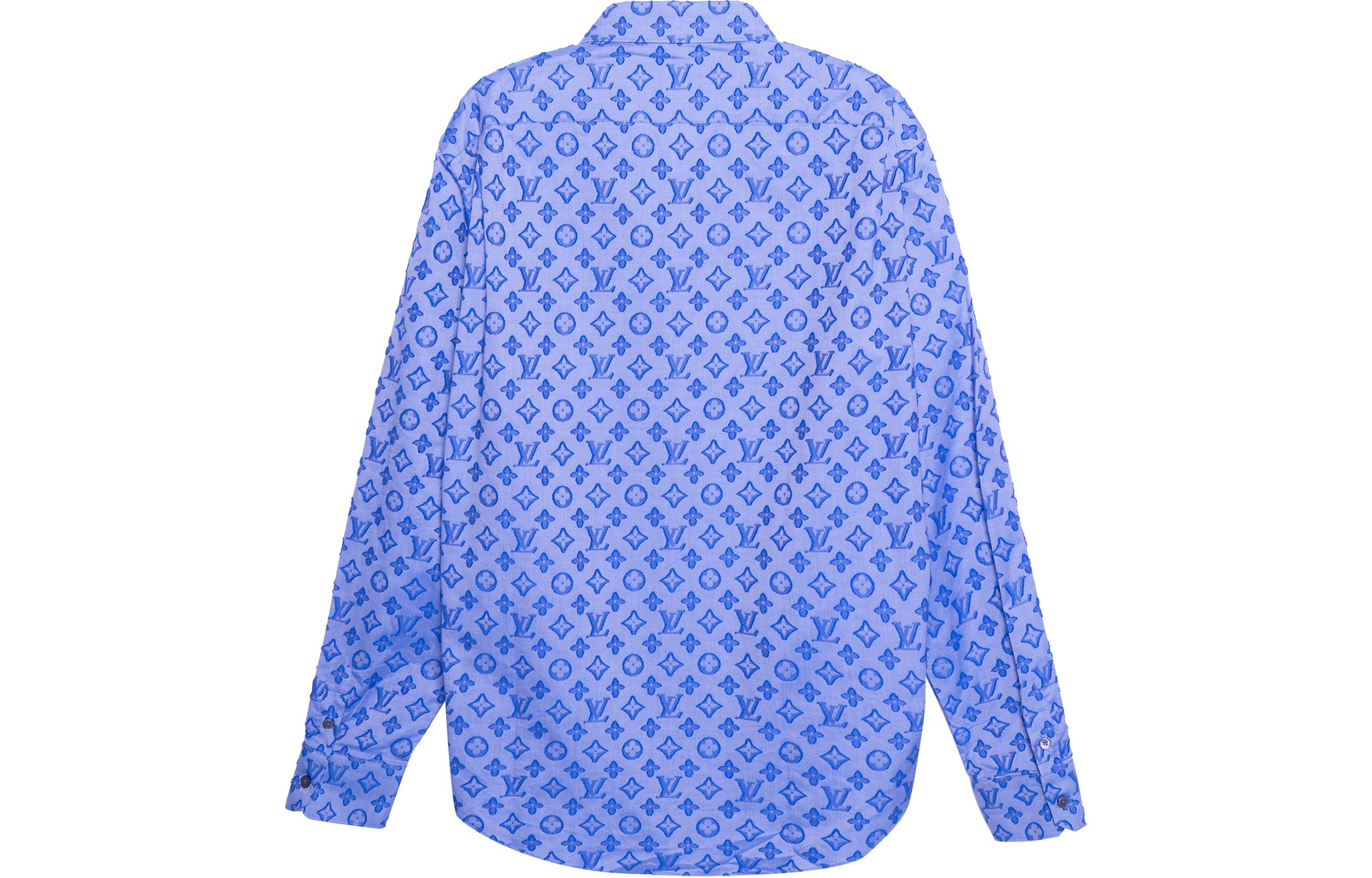 Lookbook Camisa de Manga Larga Louis Vuitton Azul con Logo Monograma. 1A8XDL