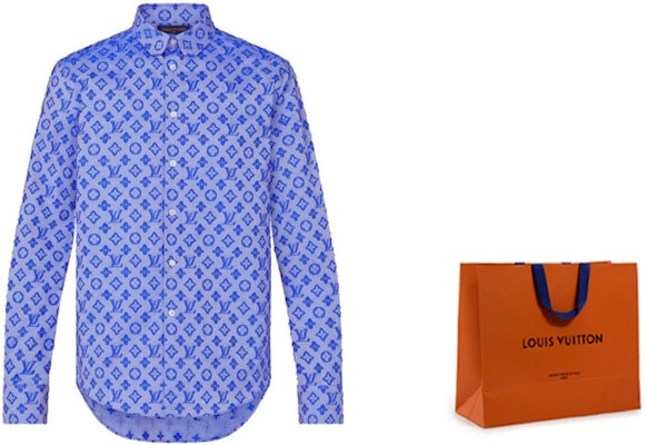 Camisa de Manga Larga Louis Vuitton Azul con Logo Monograma. 1A8XDL Shop Camisa de Manga Larga Louis Vuitton Azul con Logo Monograma. 1A8XDL