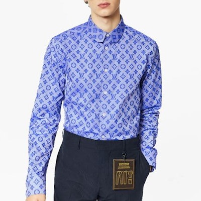 Camisa de Manga Larga Louis Vuitton Azul con Logo Monograma. 1A8XDL Sizing Camisa de Manga Larga Louis Vuitton Azul con Logo Monograma. 1A8XDL