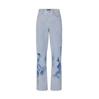 Louis Vuitton Blue Striped Print Denim Jeans 1A8QYN