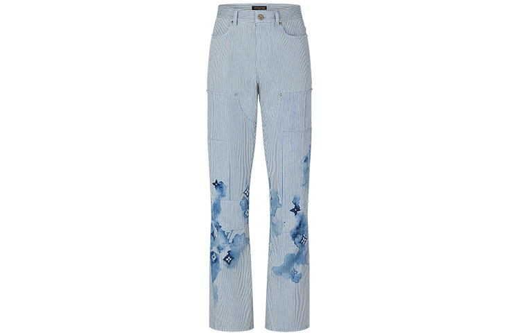Louis Vuitton Blue Striped Print Denim Jeans 1A8QYN 圖 2