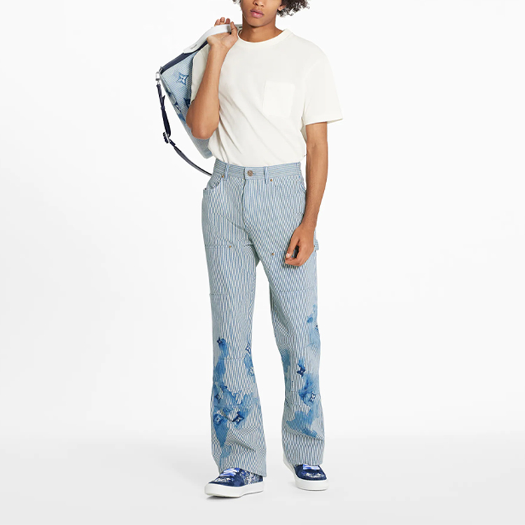 Louis Vuitton Blue Striped Print Denim Jeans 1A8QYN 圖 3