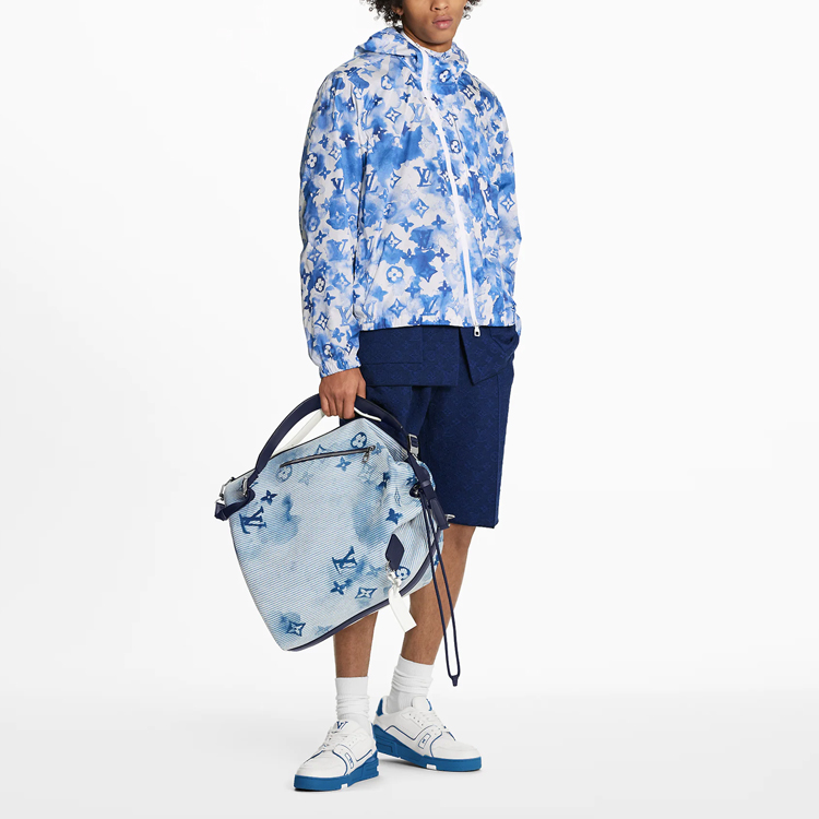 Shop 路易威登藍色風衣連帽外套印花徽標款式 1A8QZU