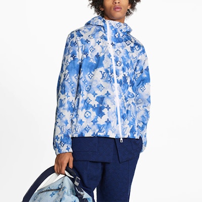 LOUIS VUITTON Blue Windbreaker Hoodie with Ink Logo Print 1A8QZU Purchase LOUIS VUITTON Blue Windbreaker Hoodie with Ink Logo Print 1A8QZU