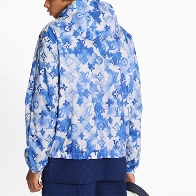LOUIS VUITTON Blue Windbreaker Hoodie with Ink Logo Print 1A8QZU Details for LOUIS VUITTON Blue Windbreaker Hoodie with Ink Logo Print 1A8QZU
