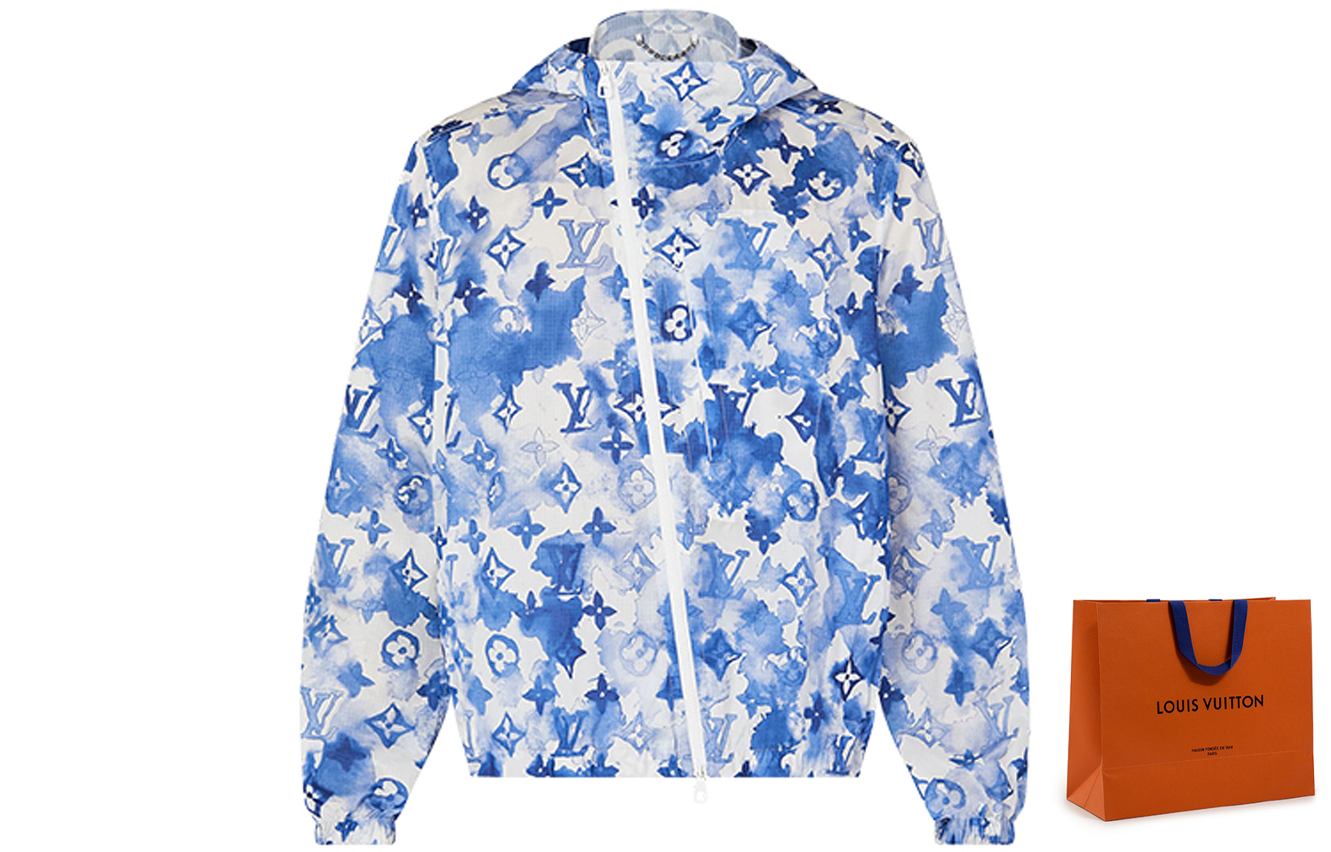 Cheap 路易威登藍色風衣連帽外套印花徽標款式 1A8QZU