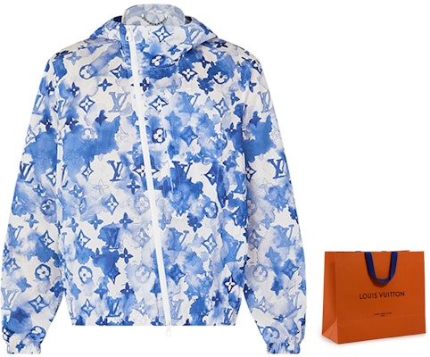 LOUIS VUITTON Blue Windbreaker Hoodie with Ink Logo Print 1A8QZU Cheap LOUIS VUITTON Blue Windbreaker Hoodie with Ink Logo Print 1A8QZU