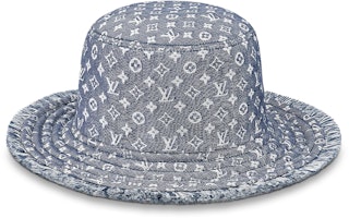LOUIS VUITTON Bobbygram Monogram Denim Reversible Hat Black/Blue M76531+M76530 LOUIS VUITTON Bobbygram Monogram Denim Reversible Hat Black/Blue M76531+M76530