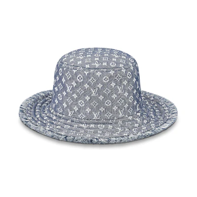 LOUIS VUITTON Bobbygram Monogram Denim Reversible Hat Black/Blue M76531+M76530