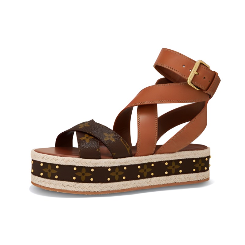 Louis Vuitton Boundary Flatform 'Brown Calf Leather Sandal' 1A64GW