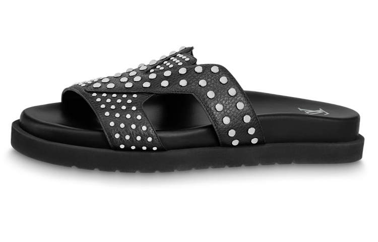 Louis Vuitton Calfskin Slip-On Flat Sandal 'Black' 1ABMC8