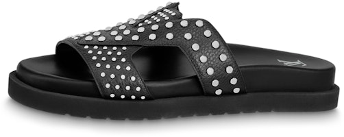 Louis Vuitton Calfskin Slip-On Flat Sandal 'Black' 1ABMC8 Louis Vuitton Calfskin Slip-On Flat Sandal 'Black' 1ABMC8