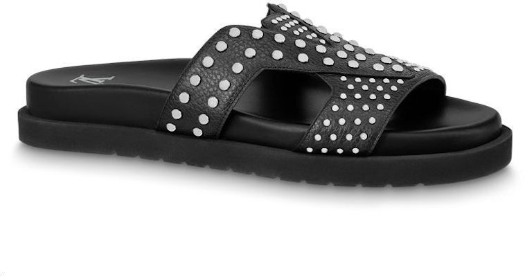 Louis Vuitton Calfskin Slip-On Flat Sandal 'Black' 1ABMC8 Lookbook Louis Vuitton Calfskin Slip-On Flat Sandal 'Black' 1ABMC8