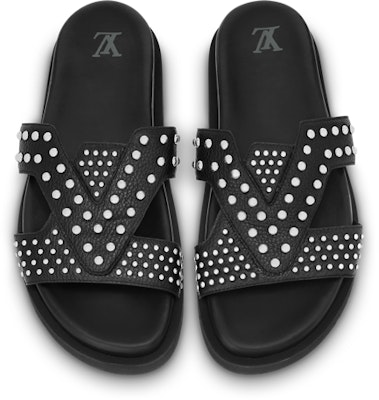 Louis Vuitton Calfskin Slip-On Flat Sandal 'Black' 1ABMC8 Shop Louis Vuitton Calfskin Slip-On Flat Sandal 'Black' 1ABMC8