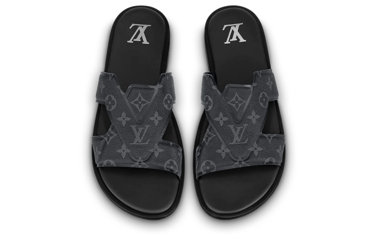Lookbook Sandal Slip-On Louis Vuitton Kulit Anak Sapi 'Hitam' 1AANC4